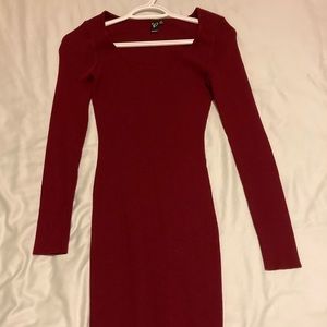 Windsor Long sleeve burgundy ribbed dress